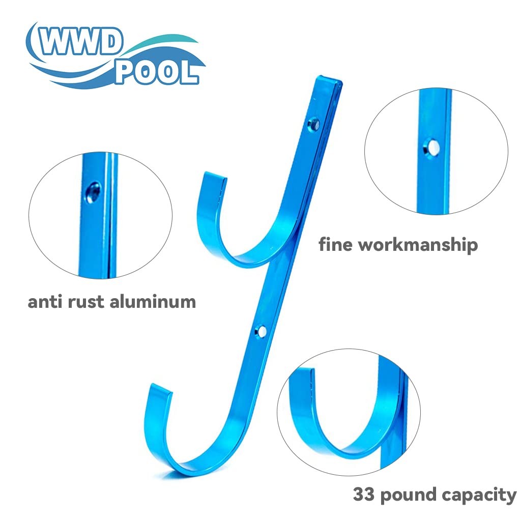Aluminum Pool Pole Hanger Set, 2Pack with 4 Hooks for Telescoping Tools