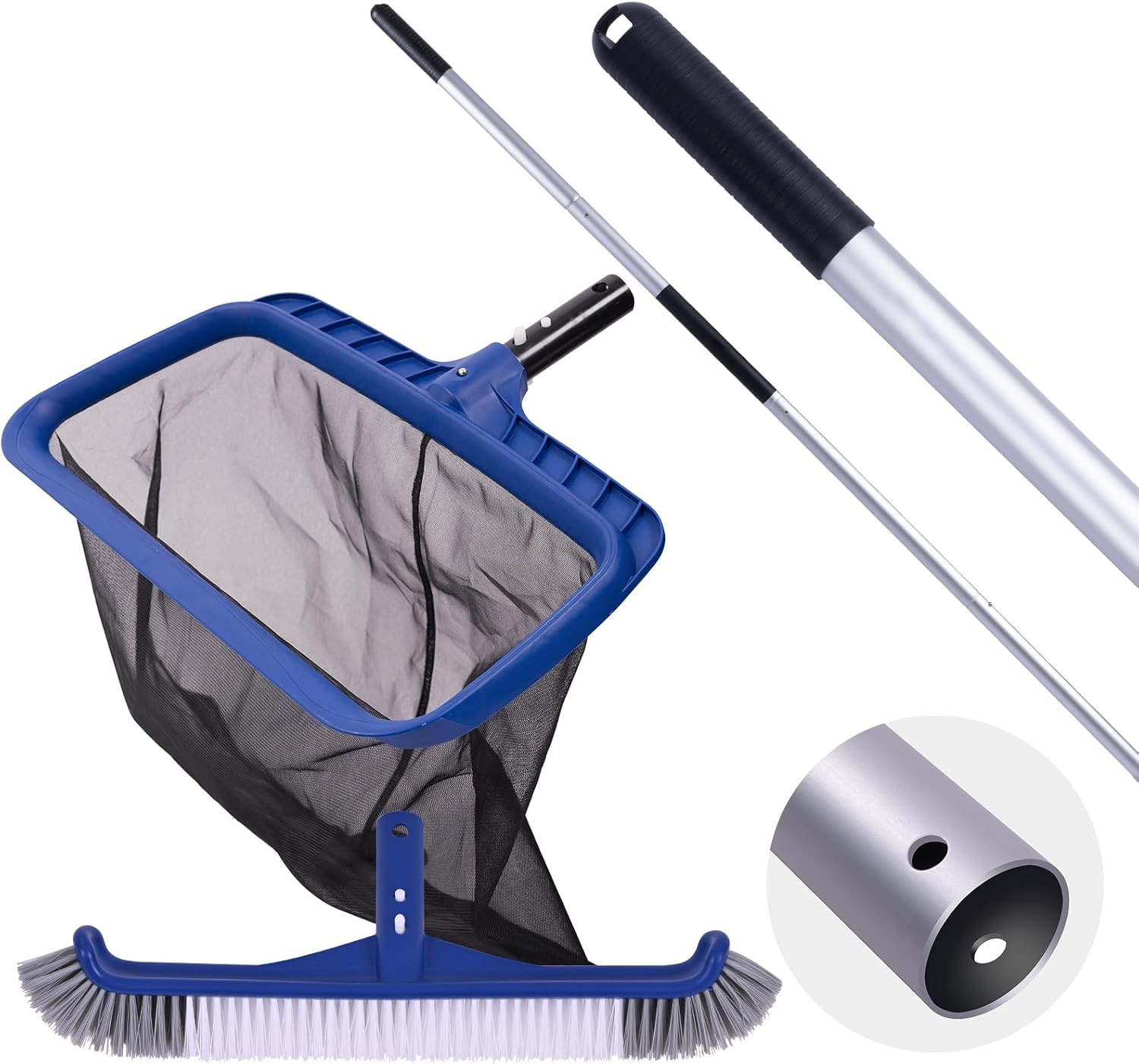 Pool Cleaning Kit, Including Pool Brush & Ultra Fine Mesh Pool Skimmer Net with