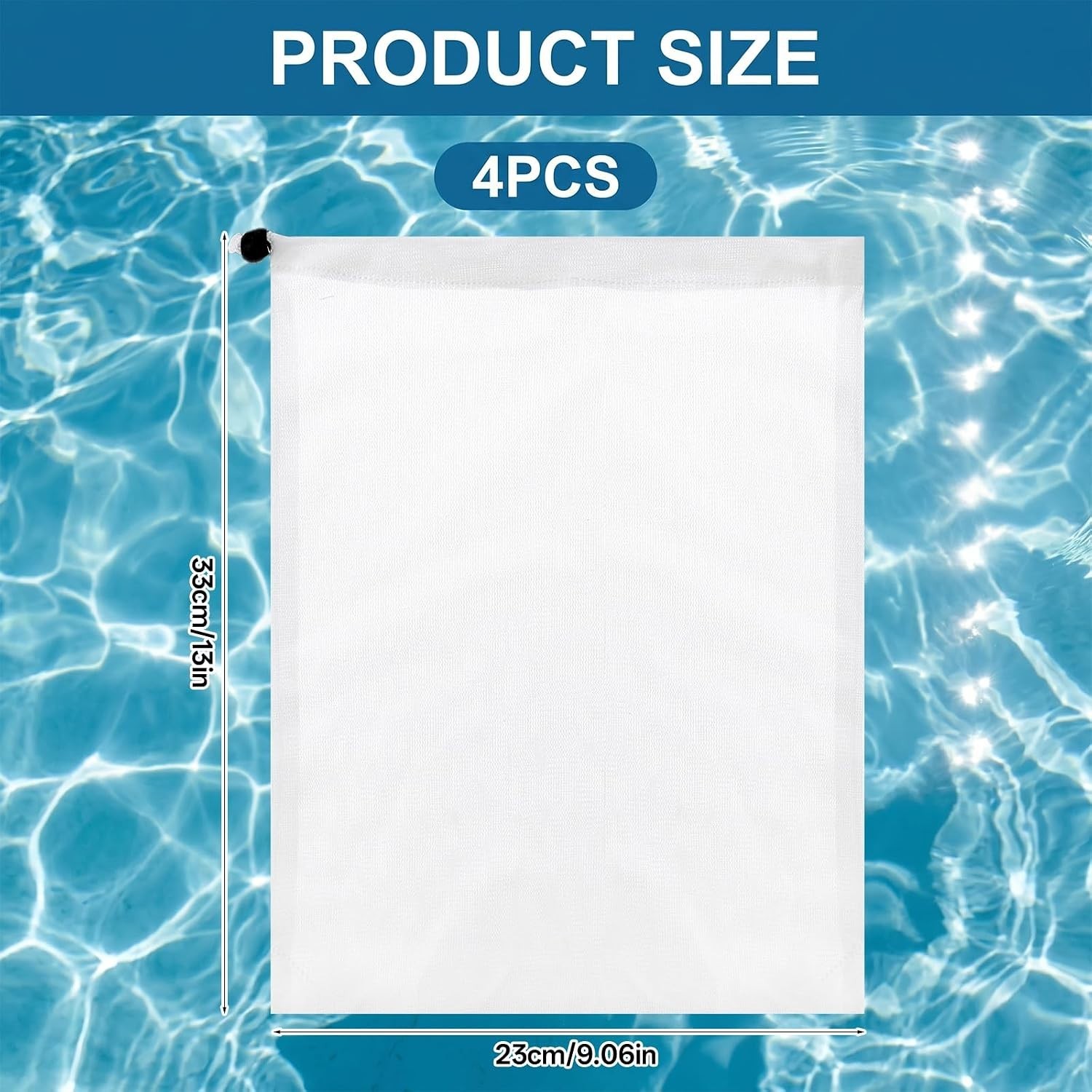 Effortless Cleaning with 4PCS Fine Mesh Pool Vacuum Bags – Drawstring Included