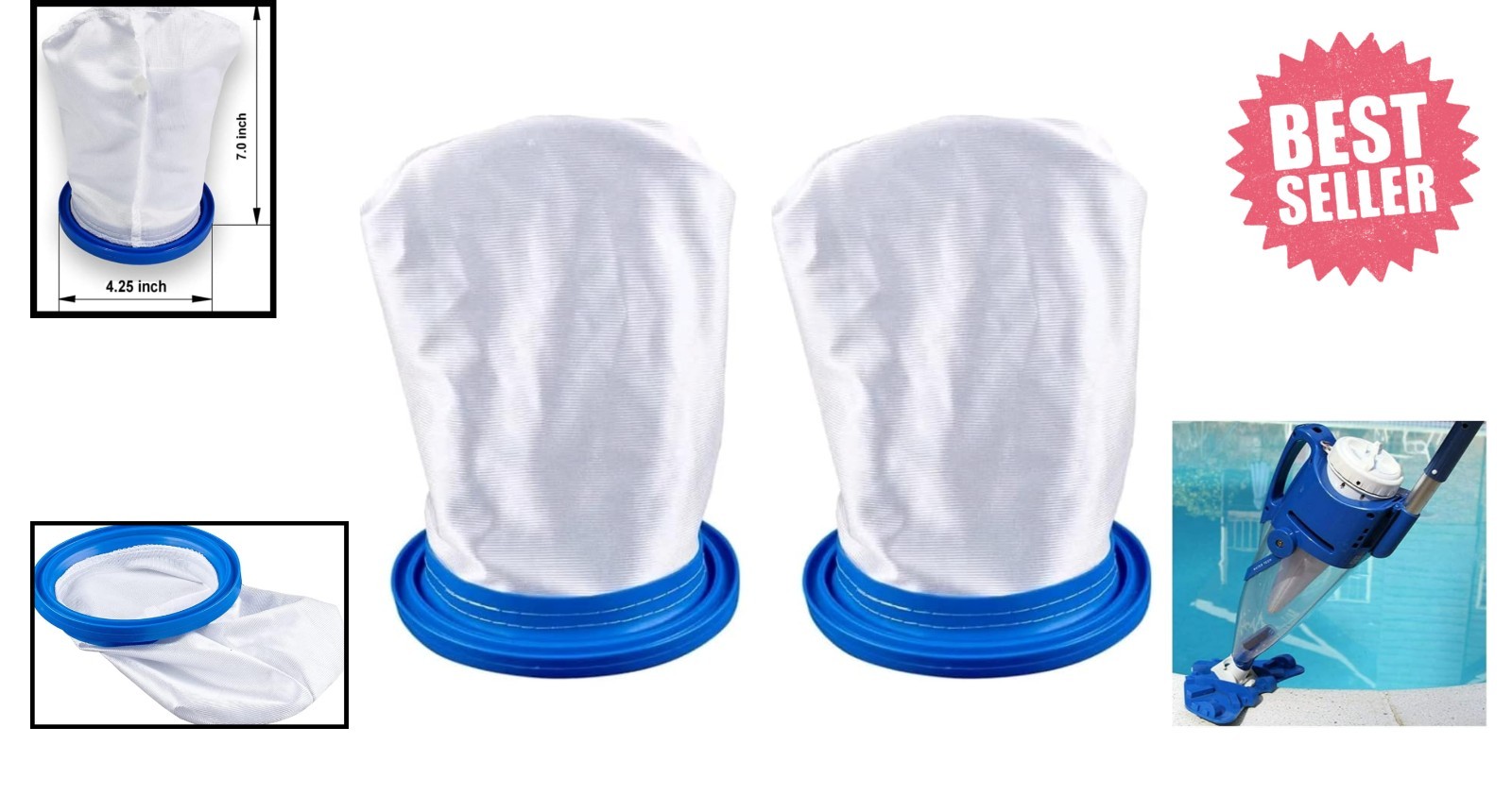 Microfilter Sand & Silt Bags Made with Durable Nylon – 2 Pack for Pool Vacuums