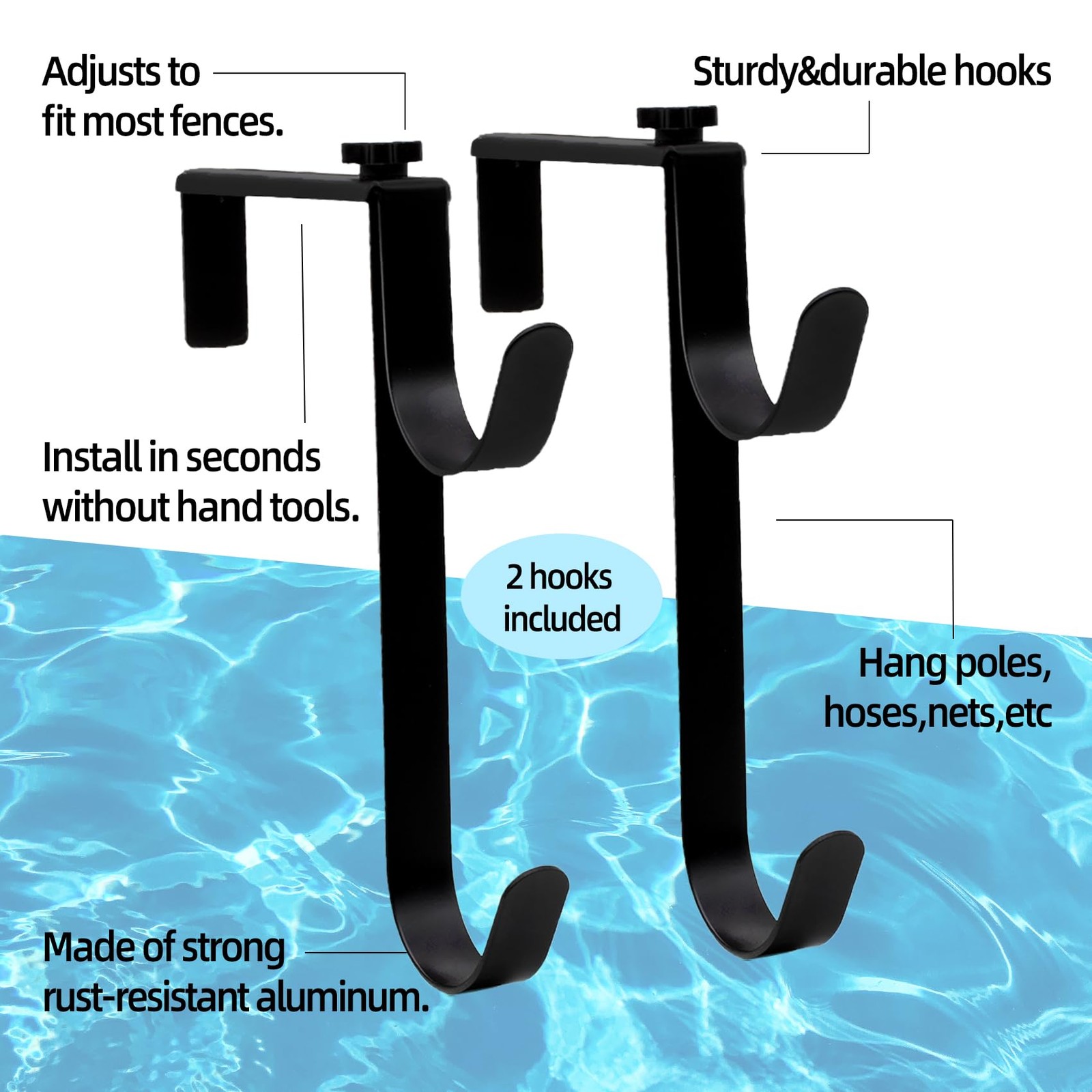 Adjustable Pool Fence Hooks Hanger Metal Pool Pole Holder For Hose Accessories