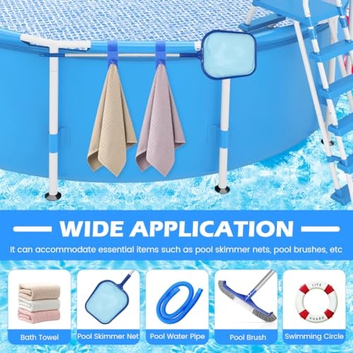 Poolside Pool Leaf Skimmer Net Holder, Swimming Pool Pole Hanger Hooks, 2