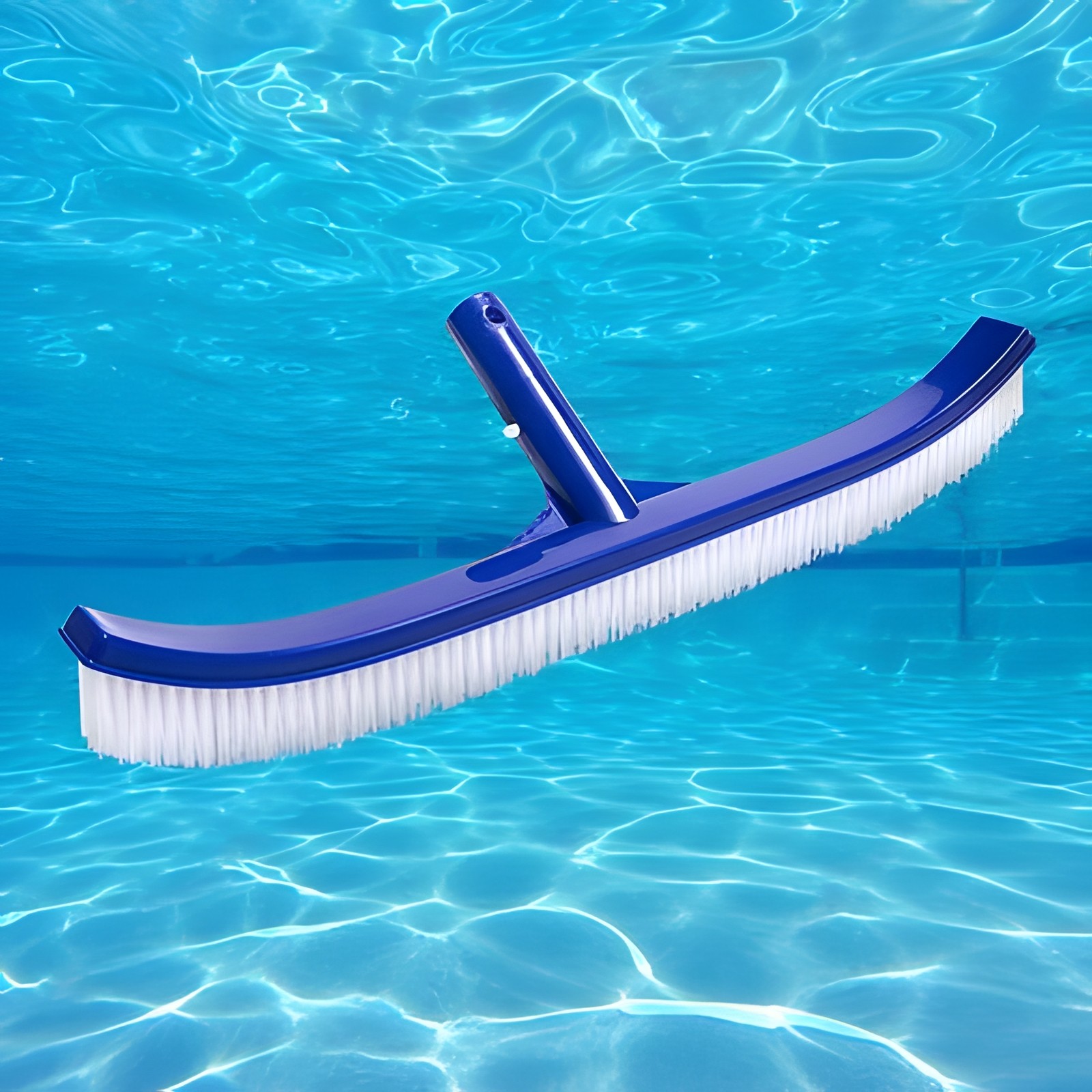 18&Prime; Heavy Duty Pool Brush for Walls, Tiles & Floor w/ EZ Clips & Curved Ends