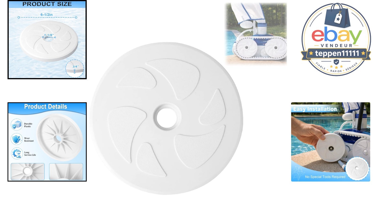 Large Replacement Wheel, Heavy Duty Plastic, Easy to Install