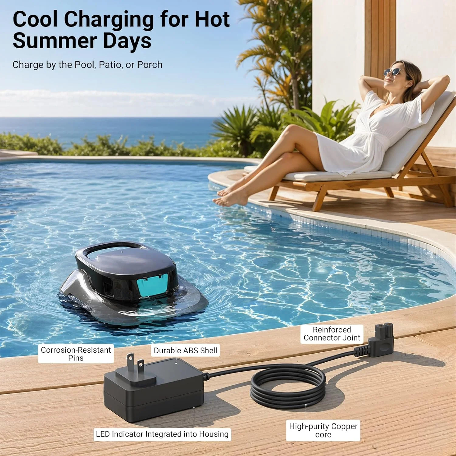 Pool Vacuum Charger Adapter Replacement Parts – Compatible with Aiper Scuba SE C