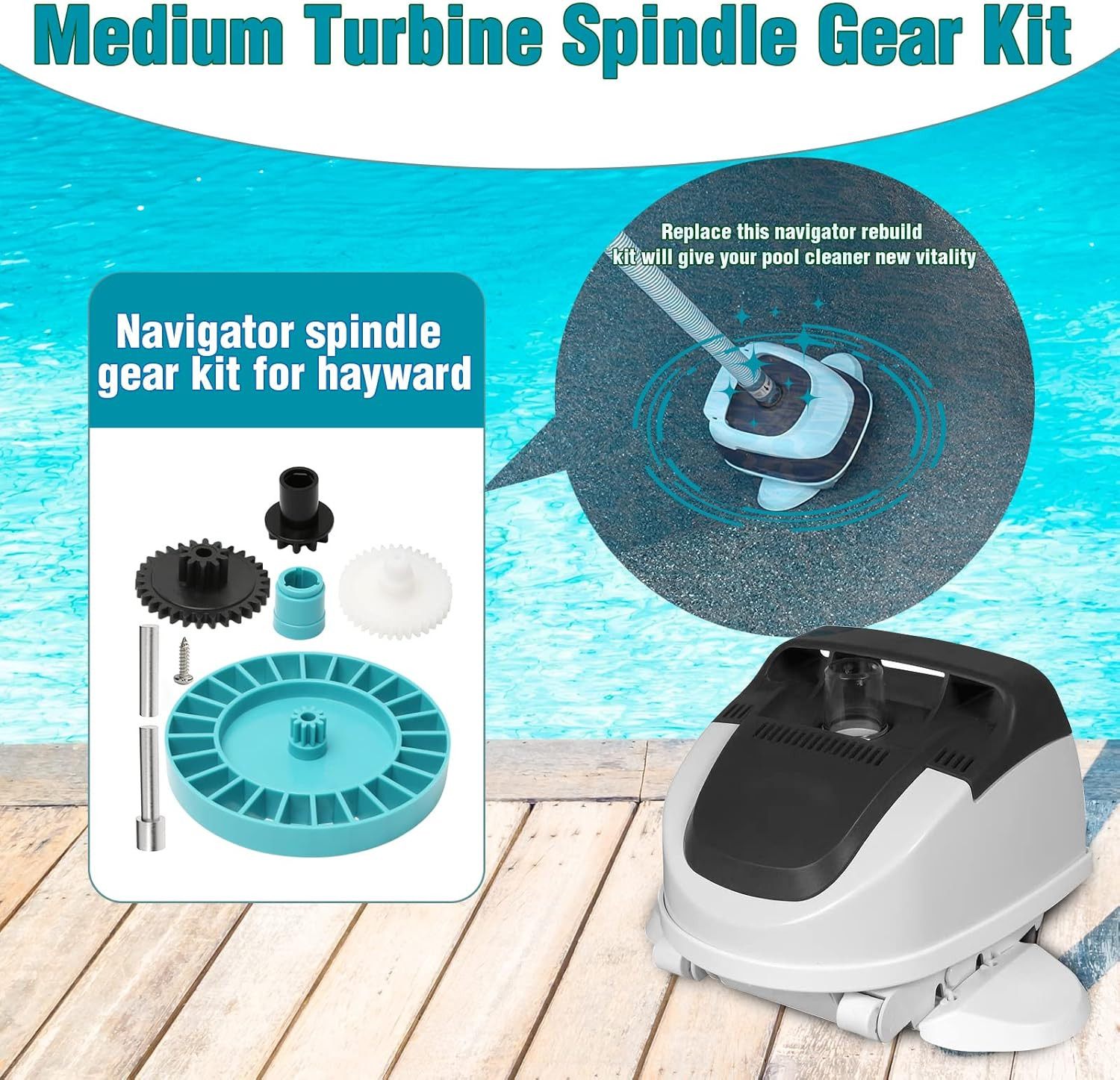 Navigator Medium Turbine Spindle Gear Kit, AXV079VP Replacement for Hayward Pool