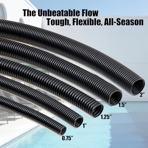 Corrugated Pond Tubing – Flexible, Kinkproof, 1-1/2 Inch 10 Feet – Black