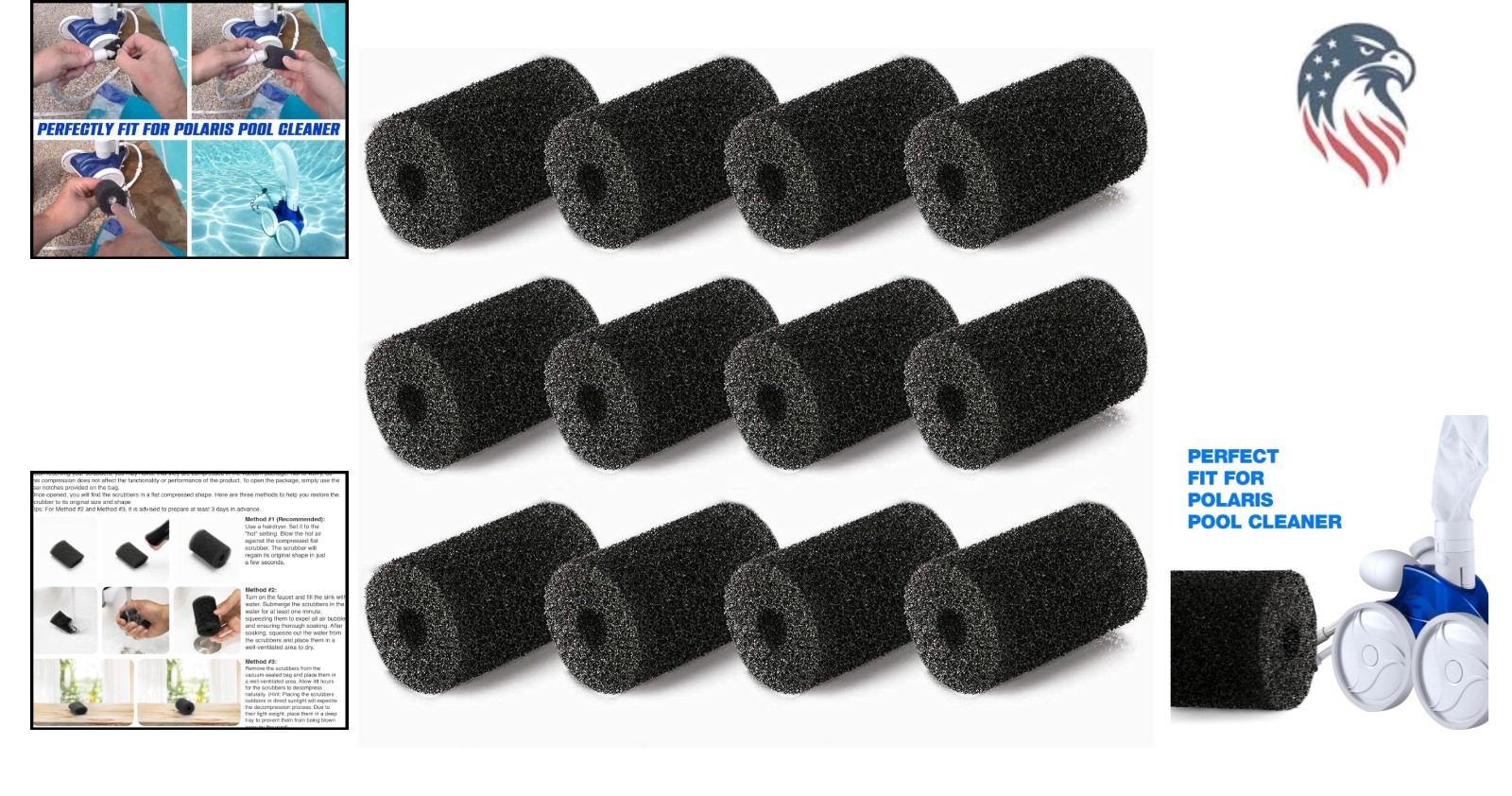 12 Pack Pool Cleaner Sweep Hose Tail Scrubbers Compatible with Polaris 180 28…