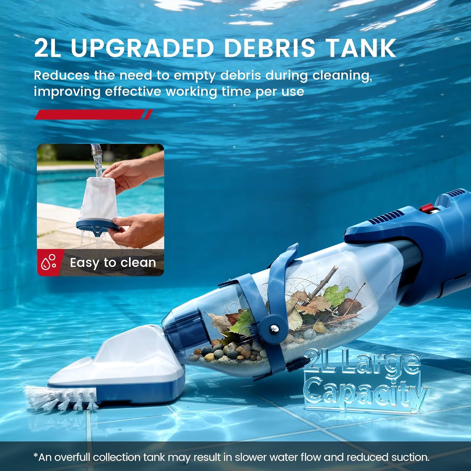 Cordless Pool Vacuum, Upgraded Dual Mode, 22 GPM Powerful Suction, 13.4&Prime; Wide He
