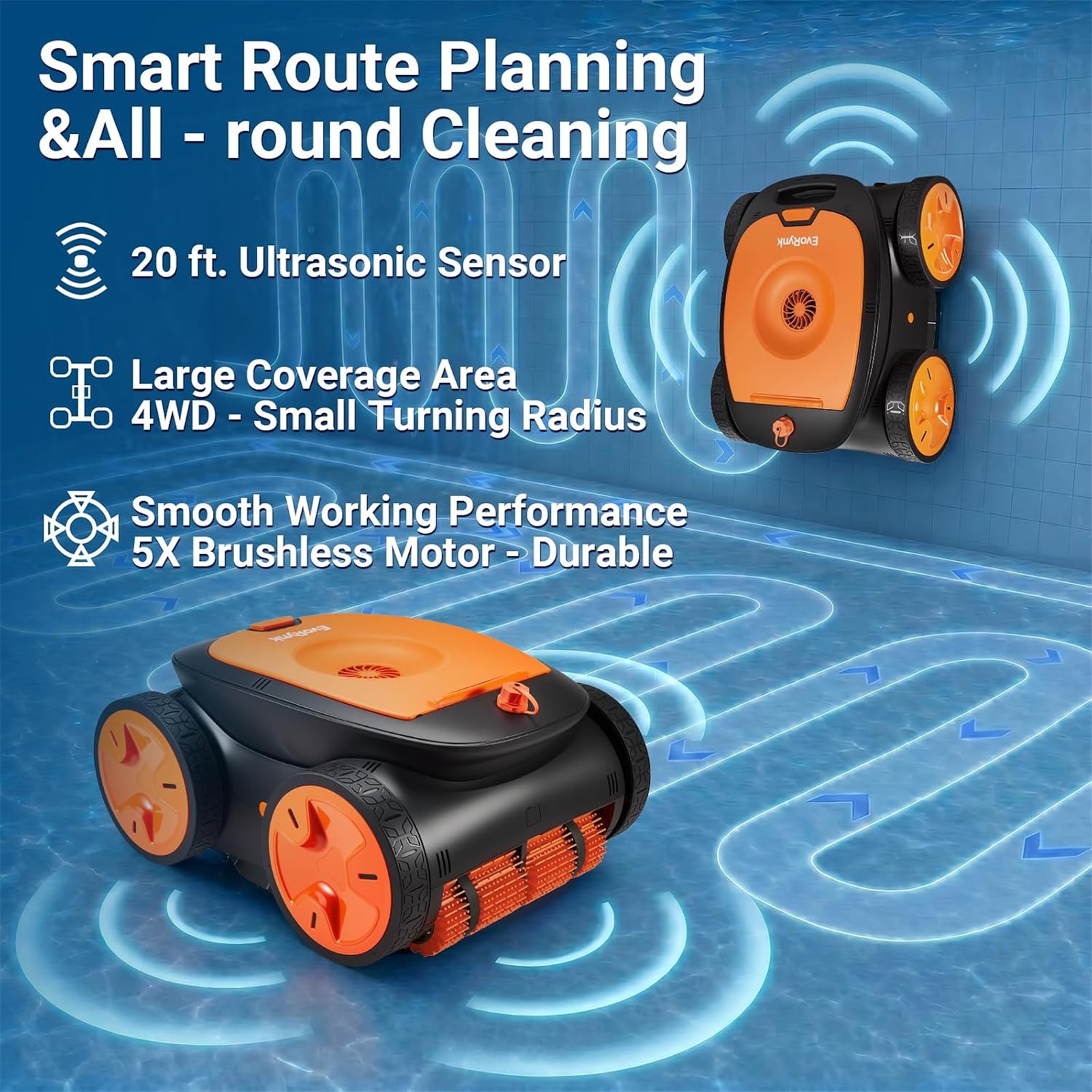 Automatic Pool Vacuum Robot for In-ground & Above-Ground Pools 5640 GPH Suction