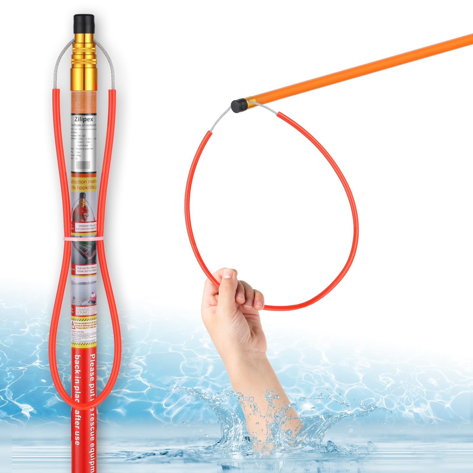15ft Pool Safety Hook for Poles, Pool Rescue Hook, Life Hooks for Pools, Exte…