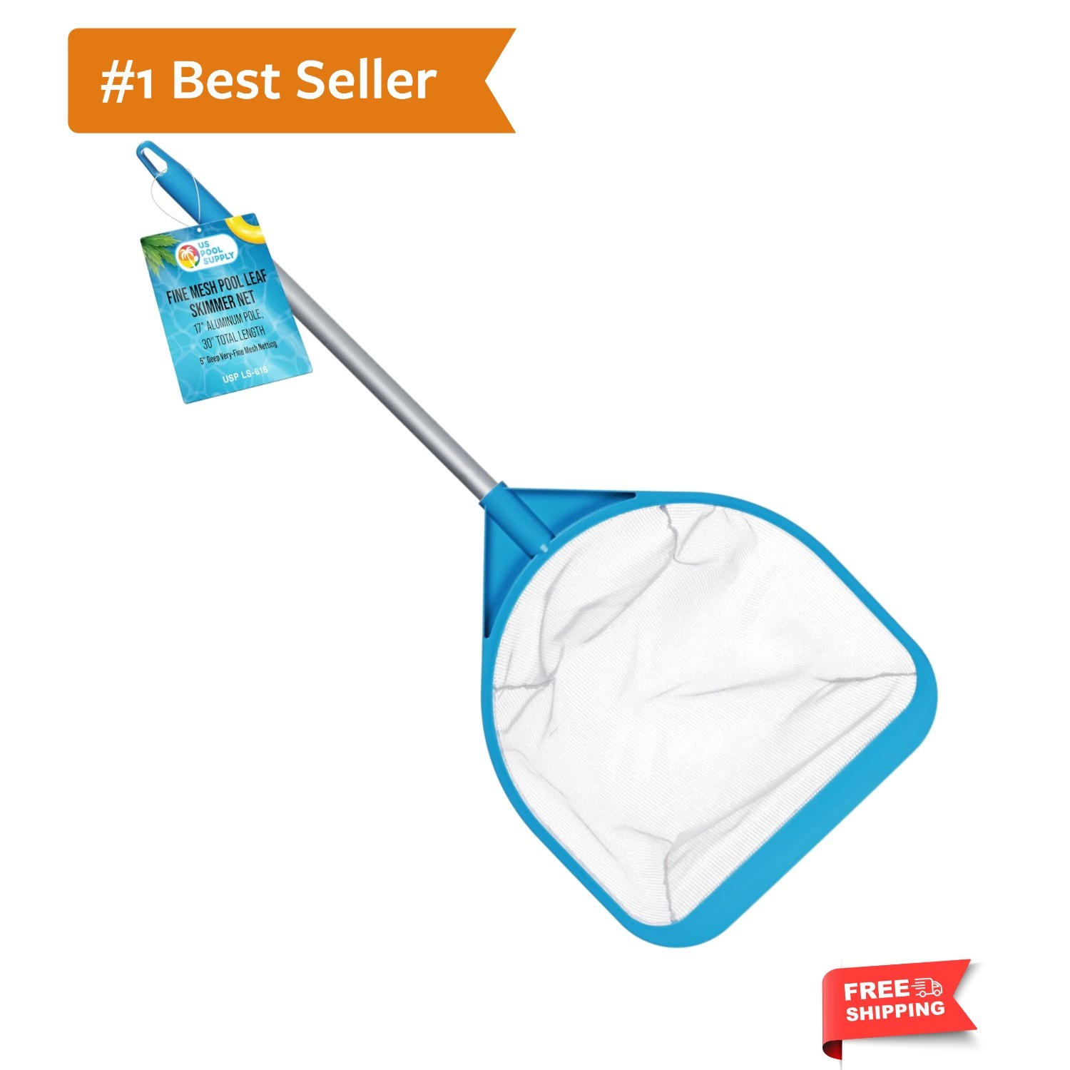 Pool and Spa Skimmer Net with Pole, 30&Prime; Long Handheld Fine Mesh Pool Skimmer …