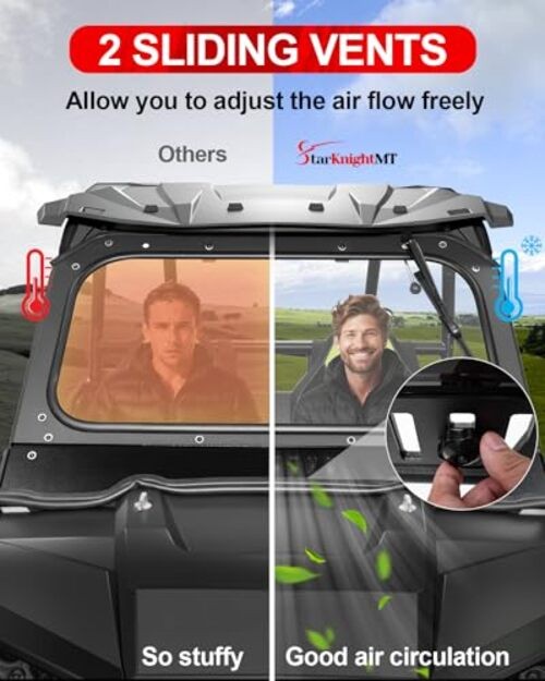 14-18 XP 1000 Vented Glass Windshield With 2 Manual Wipers Compatible with