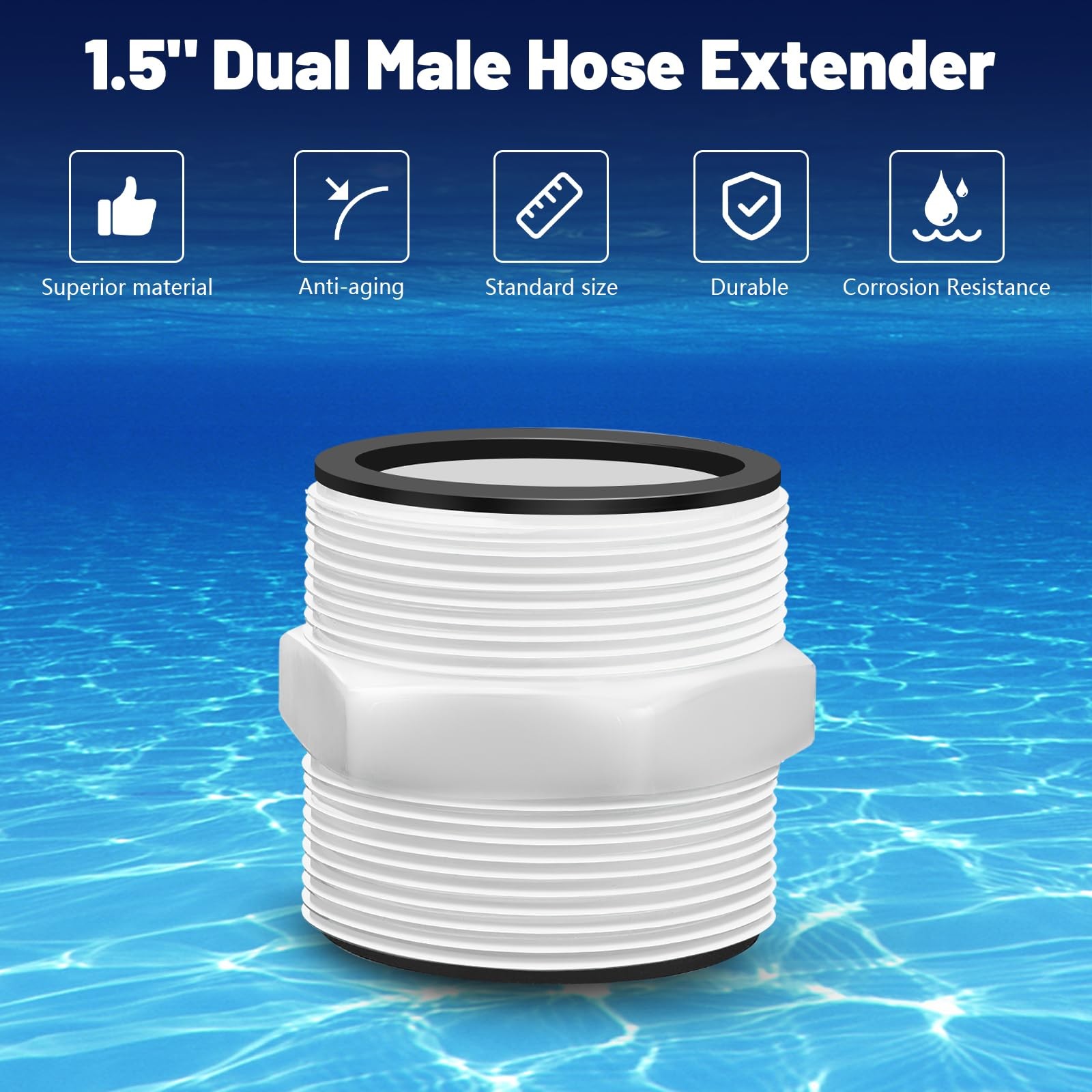 Pool Hose Adapter for Intex Above Ground Pools Pump Parts -1.5 1 Pack, White