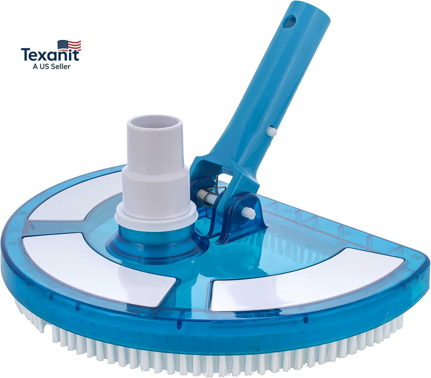Weighted Pool Vacuum Head, Transparent Curved Half Moon Body – Swivel Connection