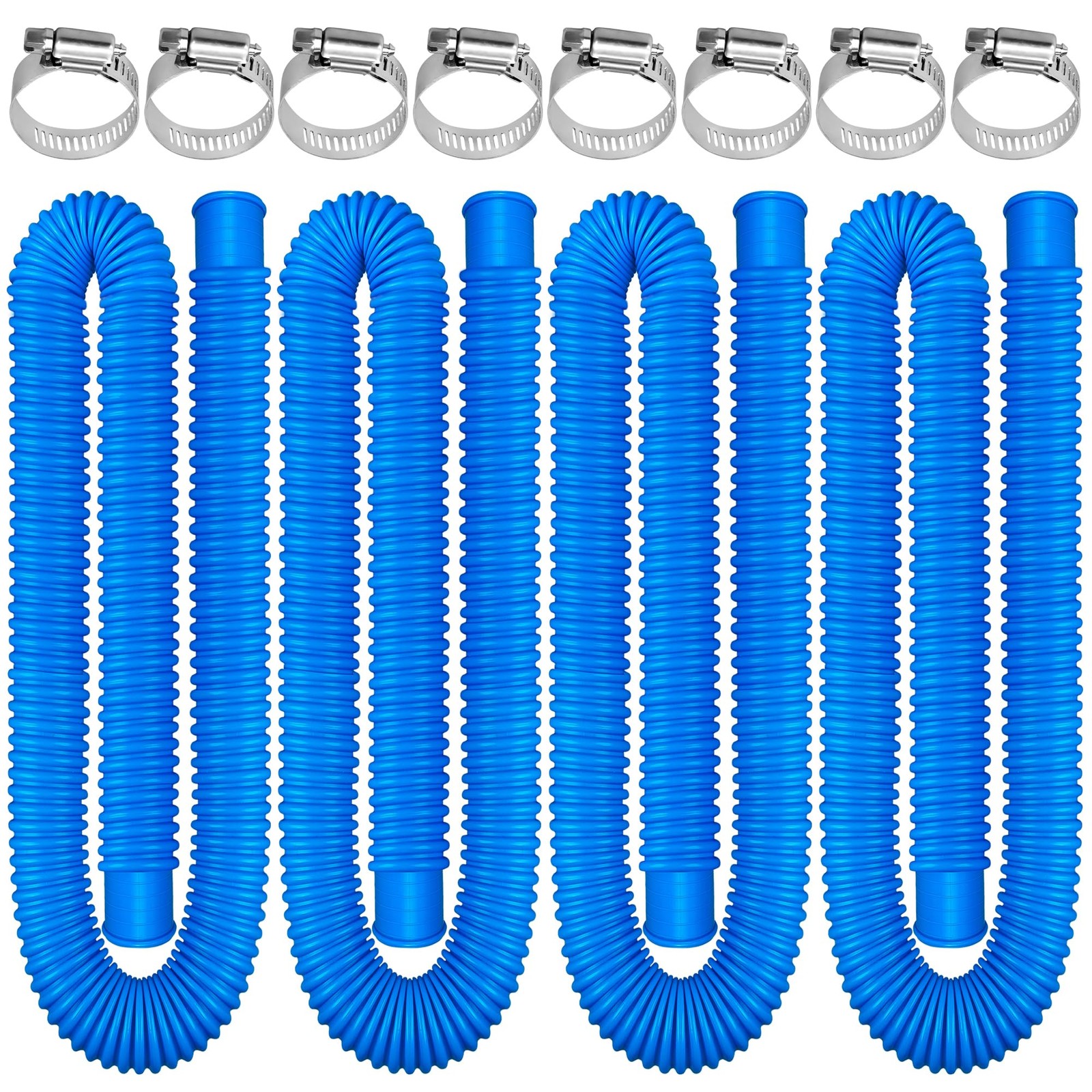4 Pack Pool Hoses for Above Ground Pools 1.25&Prime; 59 inches x 1.25 inches, Blue