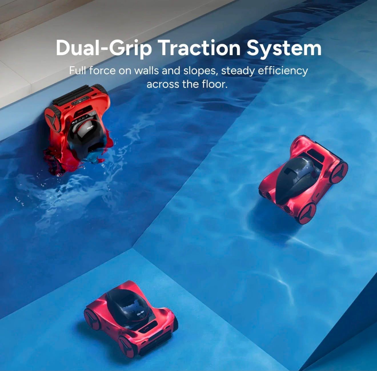iGarden M1 AI Series Robotic Pool Cleaner AI-Powered Dual Suction Red/Black