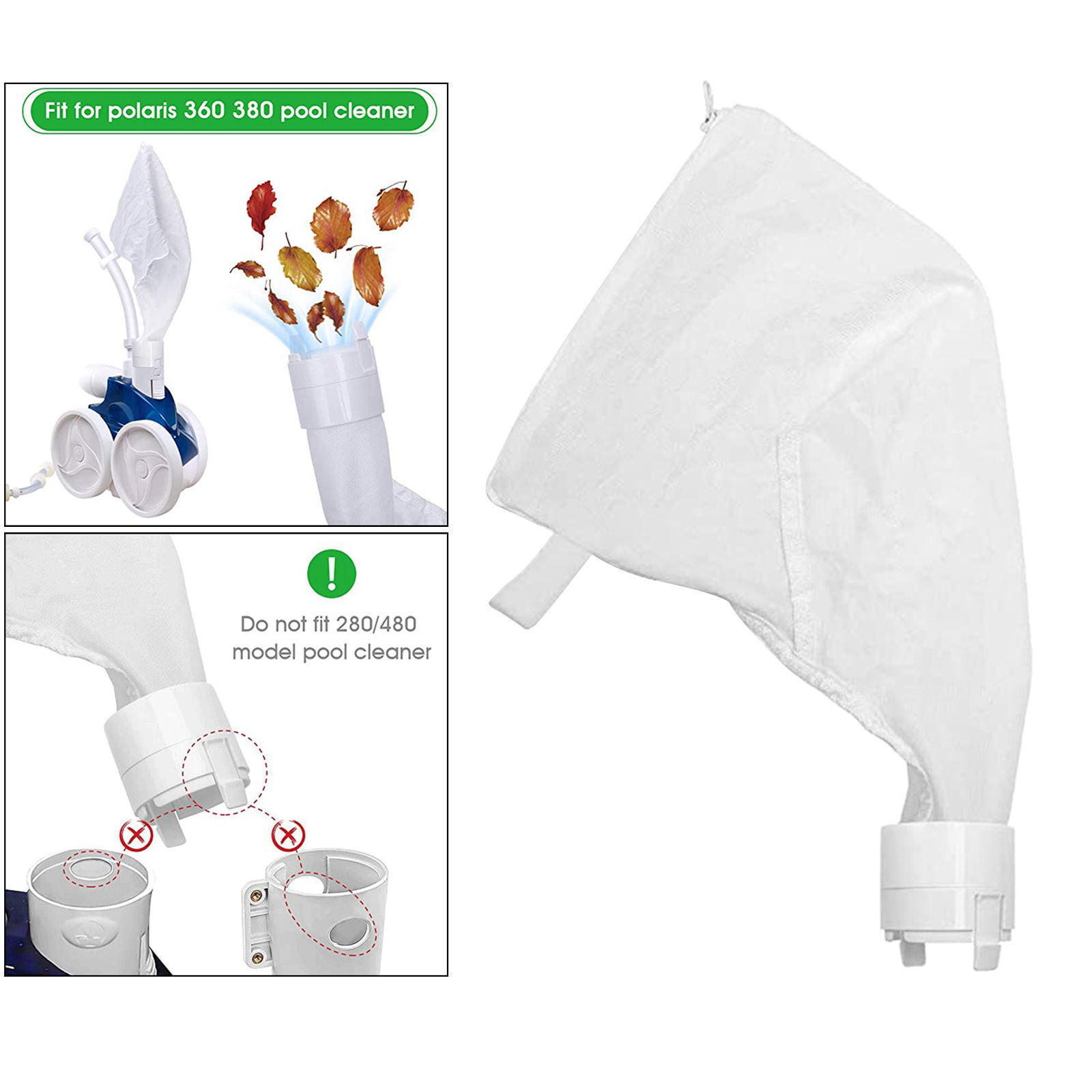 2 Pack Polaris 360 Replacement For 360 380 Pool Cleaner Zipper Bag All Purpose