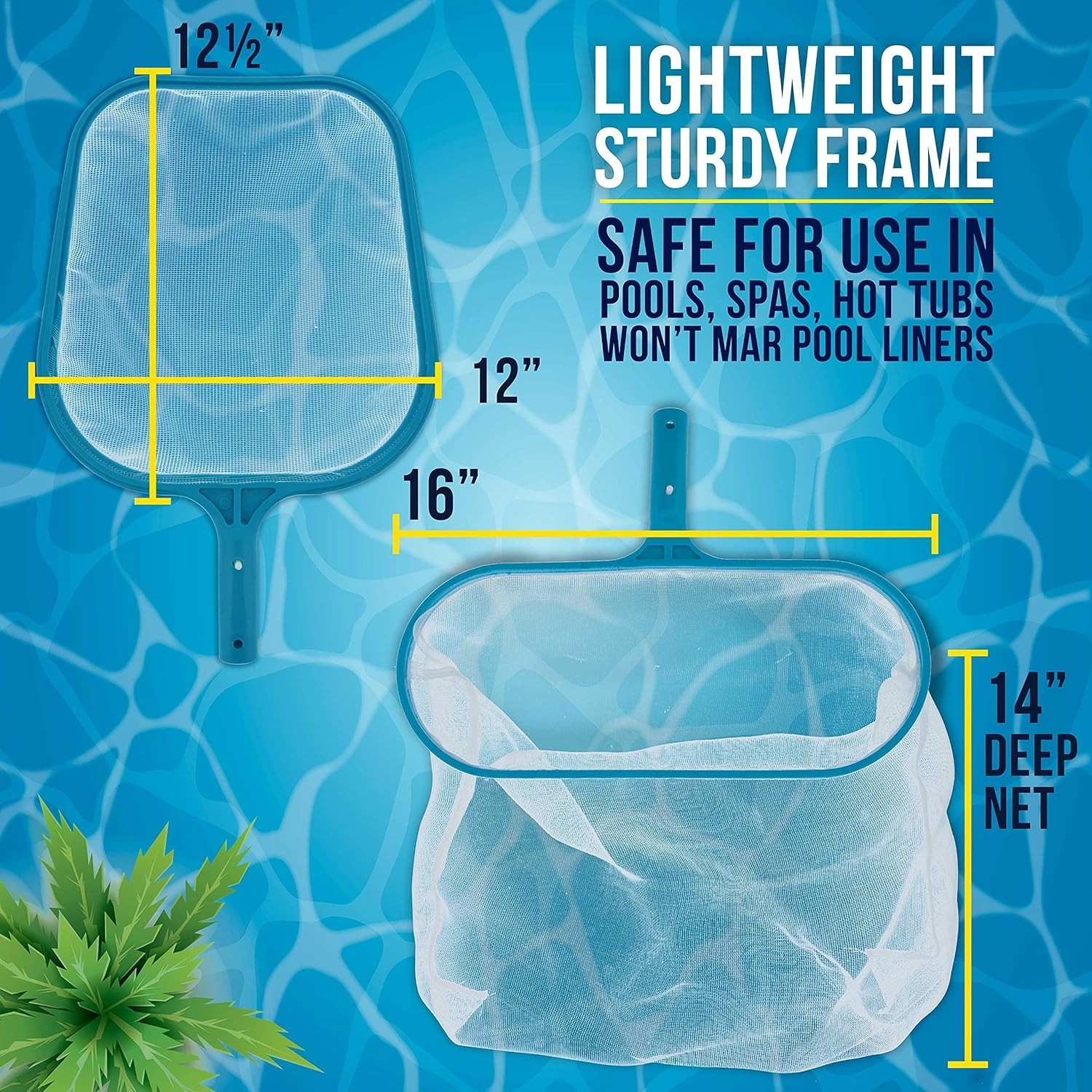 Blue Pool Leaf Skimmer and Rake Combo: Safe for All Pool Types, Easy to Use