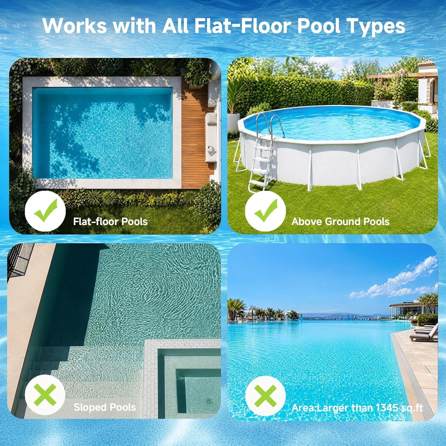 Robotic Pool Vacuum Cleaner with Triple Filtration Battery Powered Compact