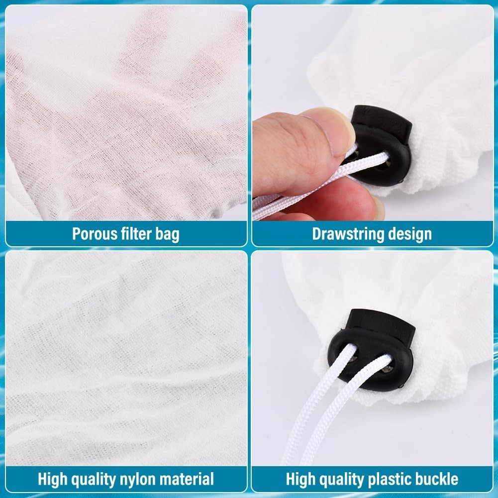 5Pcs Pool Leaf Vacuum Net Bag Fine Mesh with Locking Cord,11.4&Prime; x 5.5&Prime; Fine M…