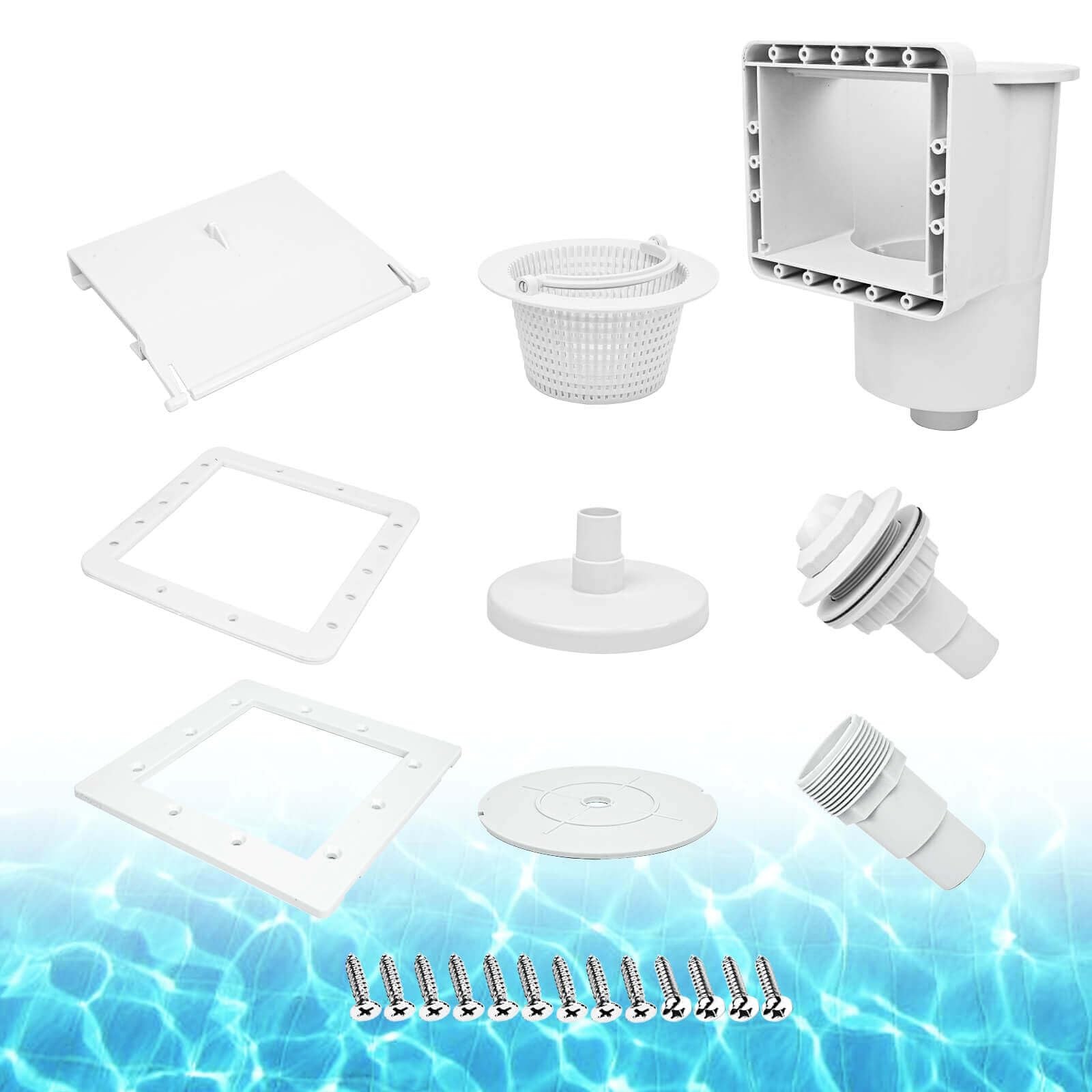 Above Ground Pool Skimmer 6&Prime; ThruWall with Accessory Kit for Standard Pools