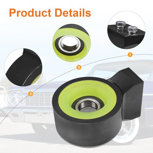 Heavy Duty Aluminum Poly Drive Shaft Carrier Bearing Replacement for Black