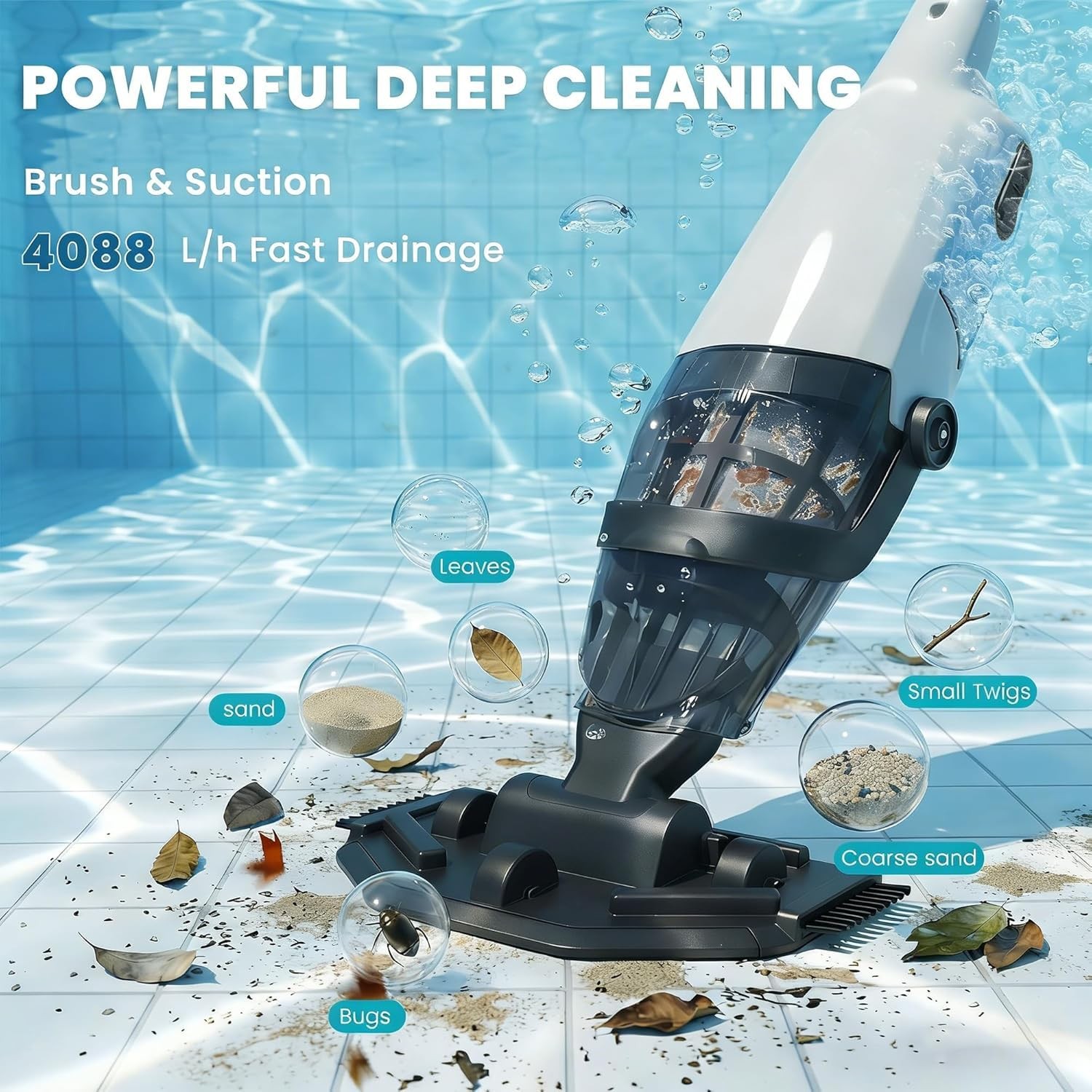 Handheld Pool Vacuum Cleaner, Updated Cordless Pool Cleaner with Powerful Suc…