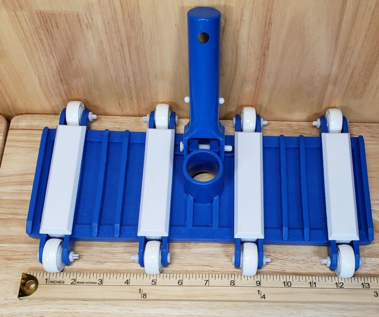 Weighted Pool Vacuum Head 14 Inch Blue w Wheels Fits Standard Poles