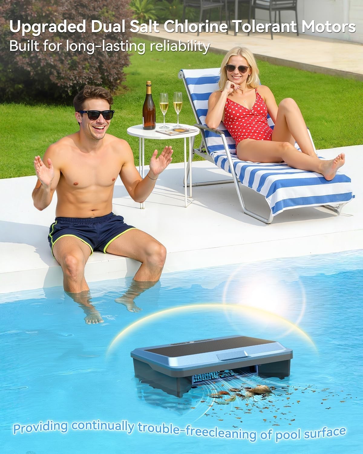 2026 Upgraded F1T Solar Powered Robotic Pool Skimmer Surface Cleaner with APP…
