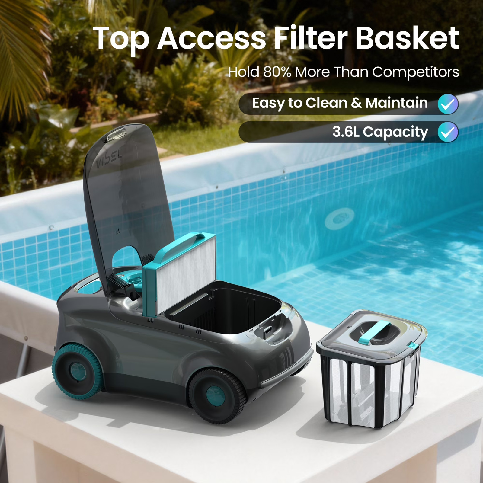 Aiper Scuba 1100W Cordless Robotic Pool Cleaner for Above-ground and Flat-floore