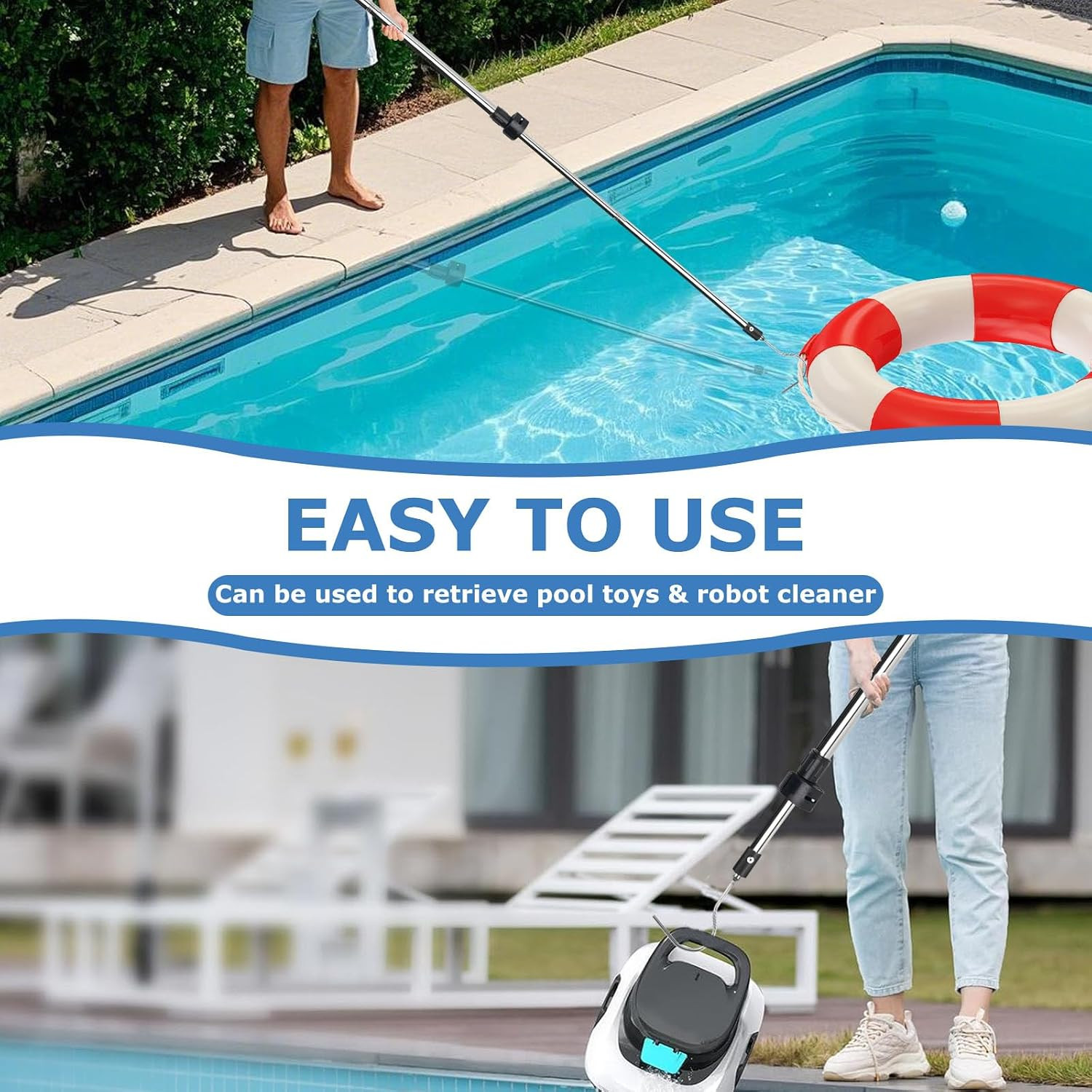 Pool Retrieval Hook for Robotic Pool Cleaner, 37&Prime; to 79&Prime; Hook for Robotic Pool C