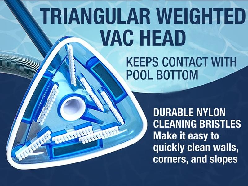 Weighted Clear Triangle Head Pool Vacuum Swivel Fitting 1-1/4&Prime; & 1-1/2&Prime; Hose Fit