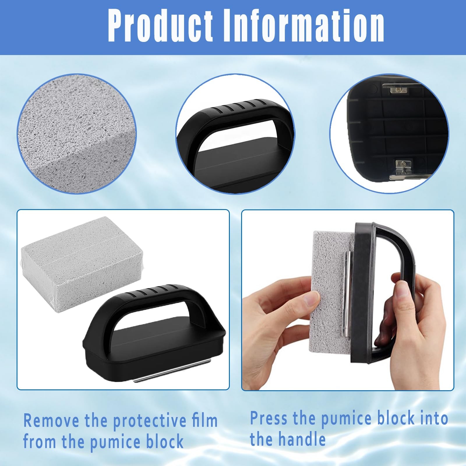 Pumice Stone with Handle for Pool Tile Cleaning 3 Pack