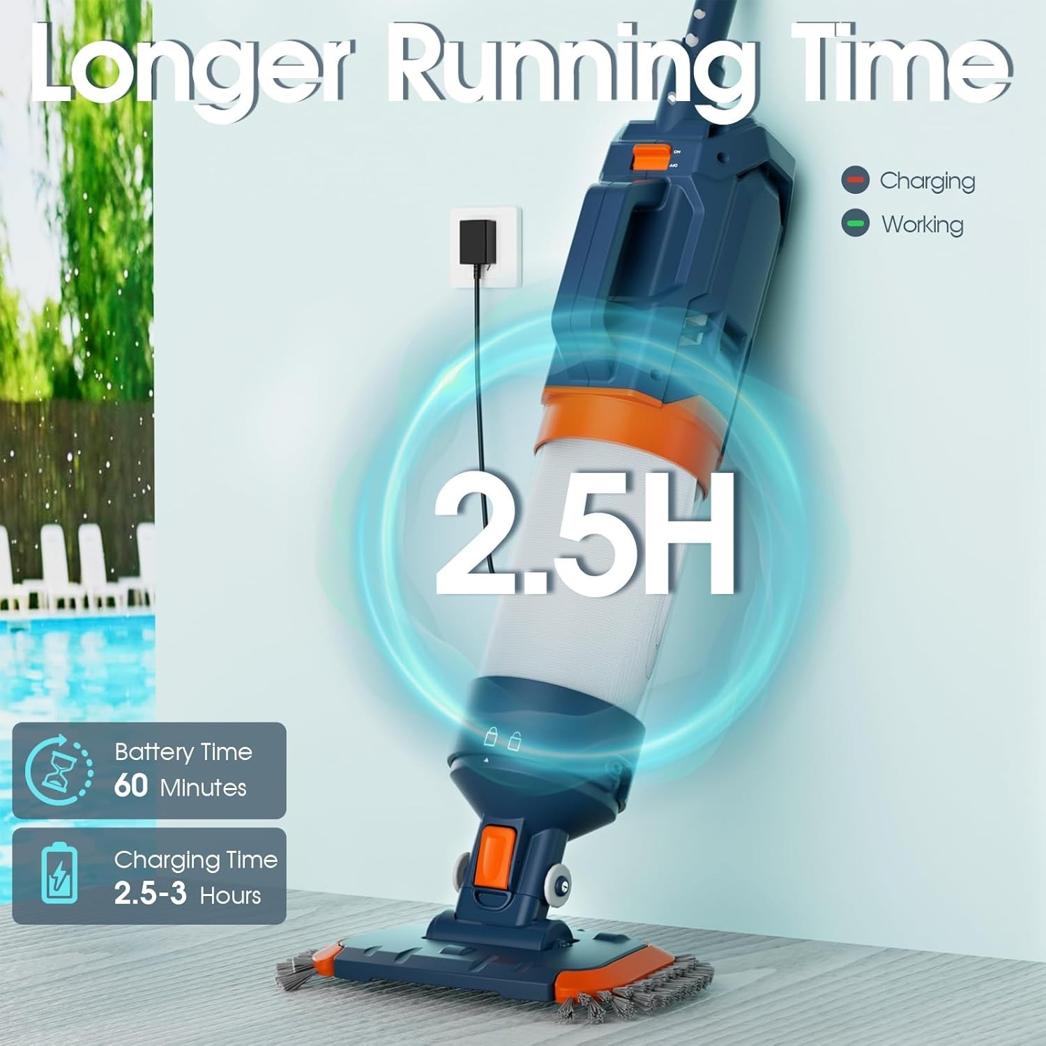 Rechargeable Handheld Pool Cleaner – Lightweight Design, 25μm Ultra-Fine Filter