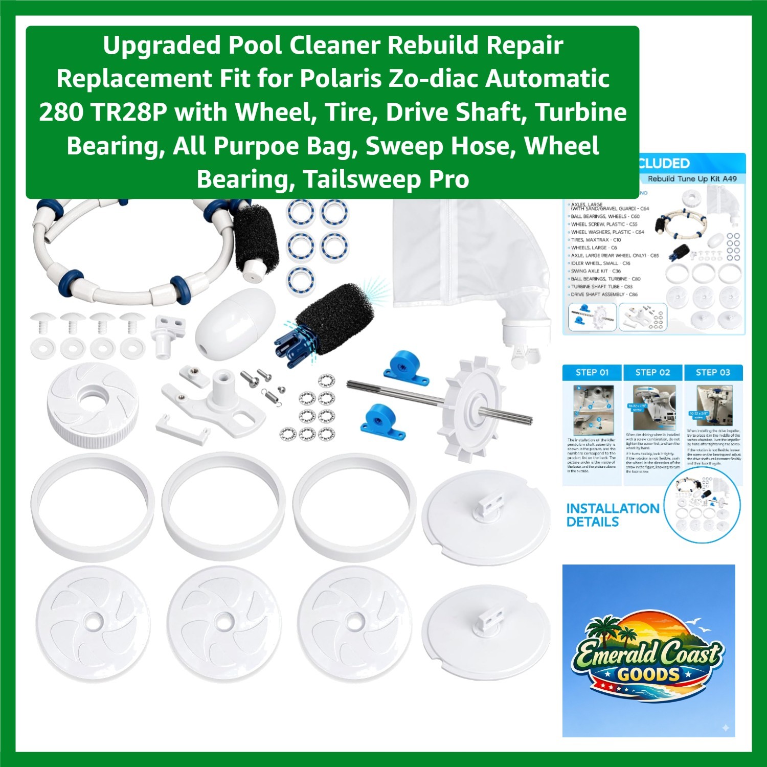 Polaris Zodiac 280 TR28P Upgraded Pool Cleaner Repair Kit – All Parts Included