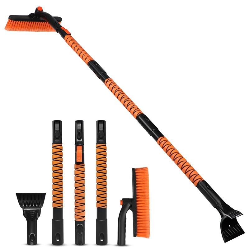 Extendable Snow Brush & Ice Scraper with 360° Pivoting Head | Telescopic 63&Prime;