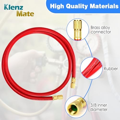 2026 Upgraded 3/8&Prime; HVAC Vacuum Hose,72” Refrigerant Charging Red 6Ft