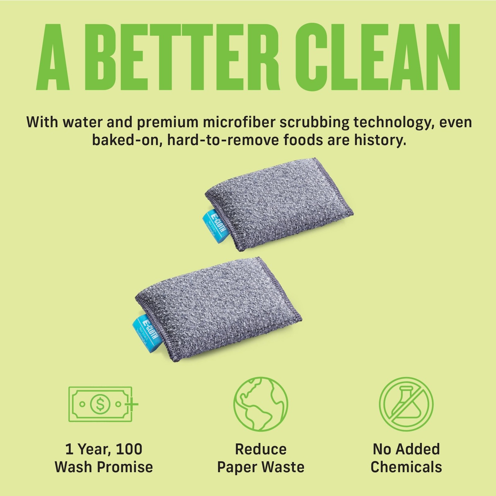 Microfiber Non-Scratch Scrubbing Thick Pads 2-Pack, Washable, Streak-Free Clean
