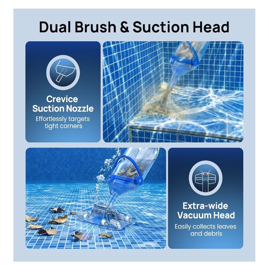 Handheld Cordless Pool Vacuum* Battery Pool Vac* Cordless Pool Cleaner 1,110 GPH