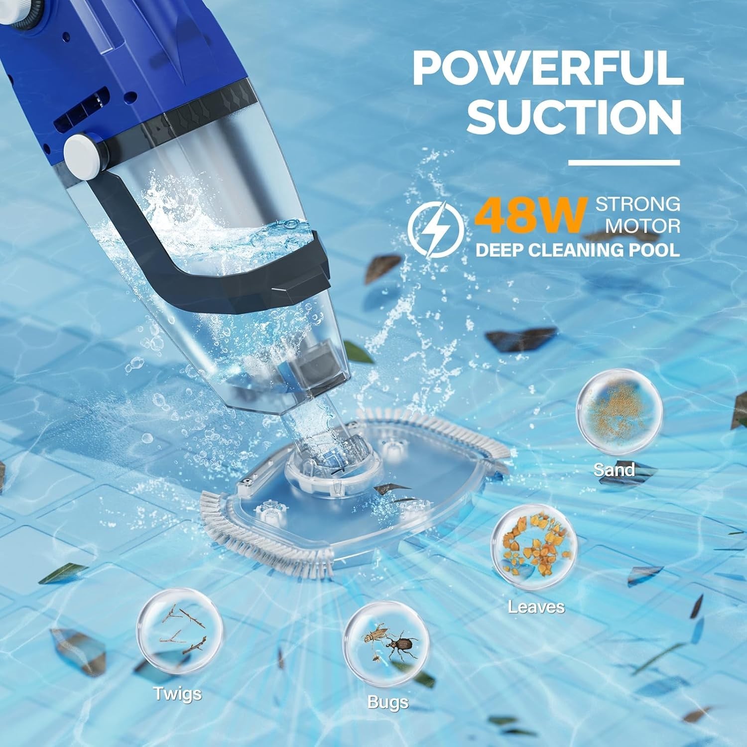 Cordless Handheld Pool Vacuum Cleaner Rechargeable for Inground & Above Groun…