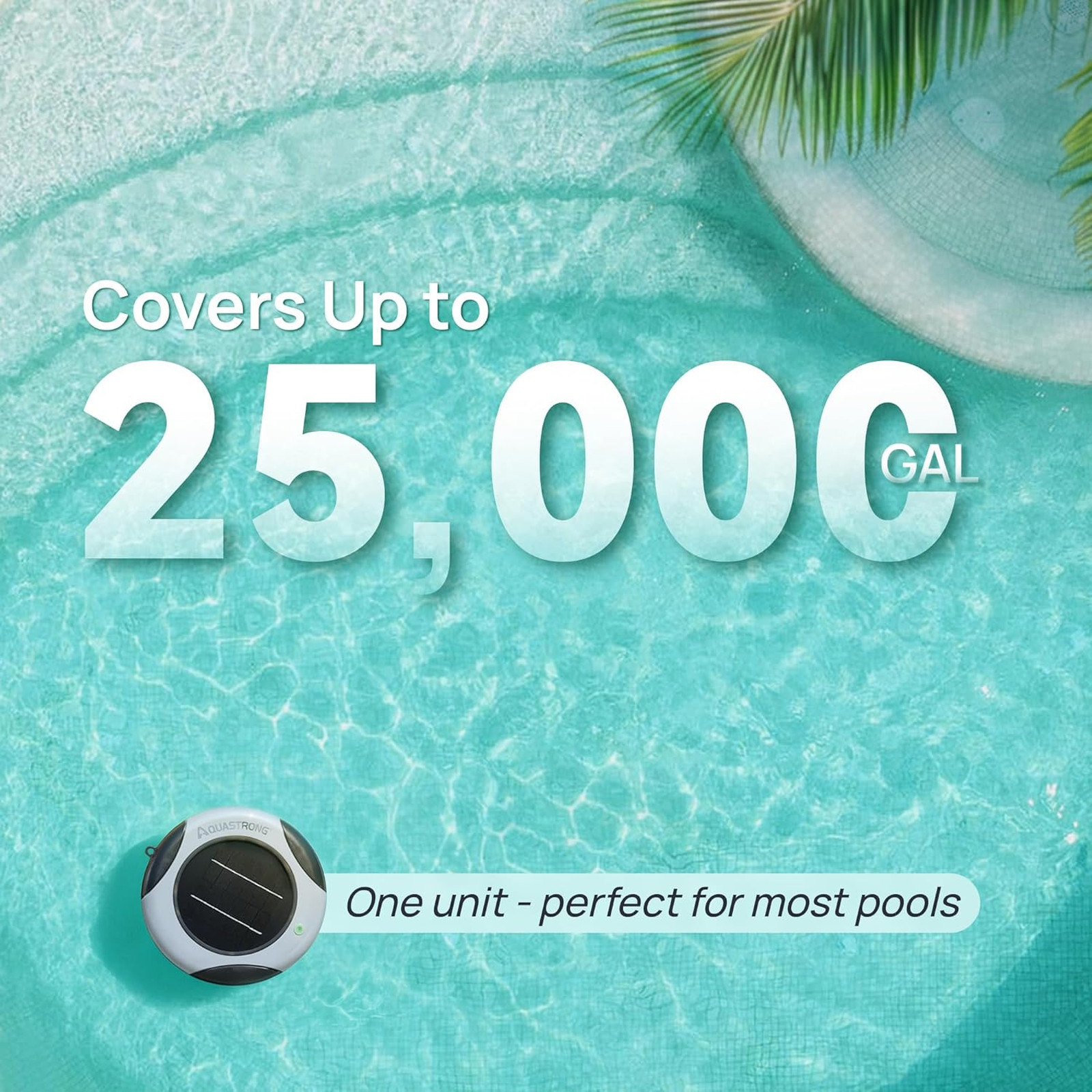 Solar Pool Maintenance System with 8.5 oz Copper Anode High-Efficiency Solar