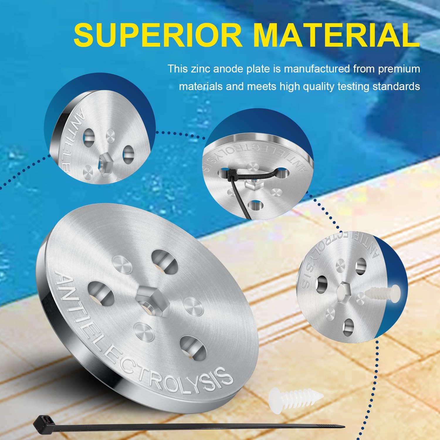 Pool Zinc Anode Weight Plate Anti-Electrolysis Sacrificial Anode Pool Skimmer…