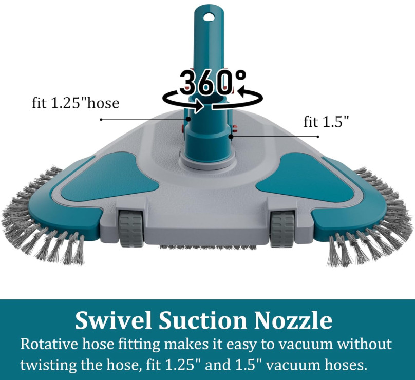 Cabezal Aspirador Triangular con Cepillo, Peso y Clip EZ para Piscina, Nuevo
