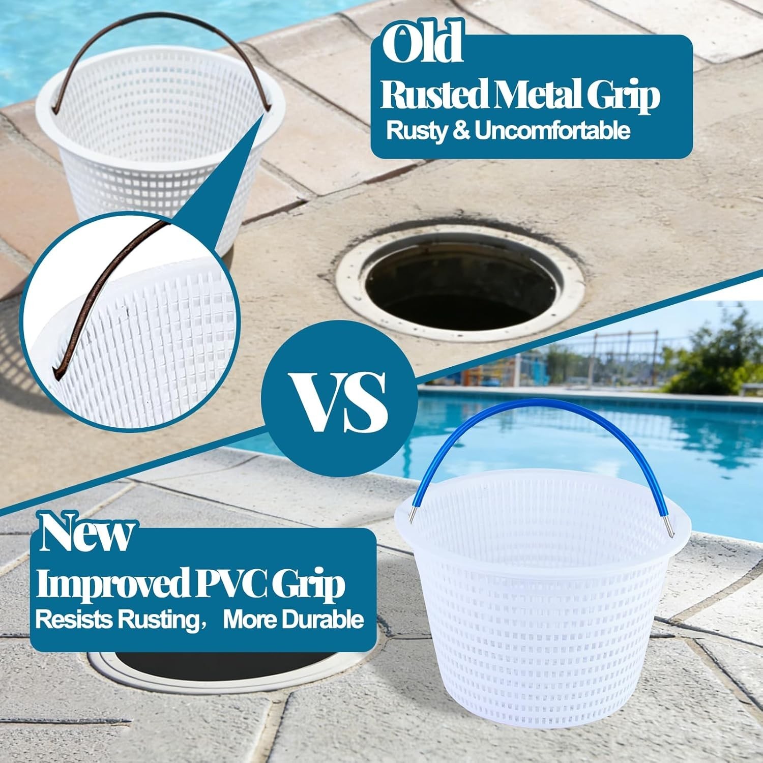 4PCS Pool Skimmer , Universal Swimming Pool Skimmer Filter Basket Metal Handl…