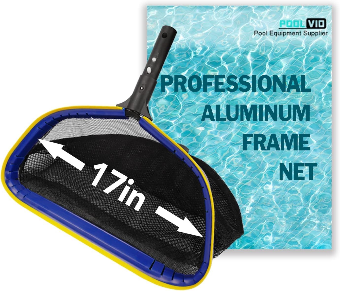 Heavy-Duty Skimmer Net with 10ft Telescopic Pole for Above/In-Ground Pools
