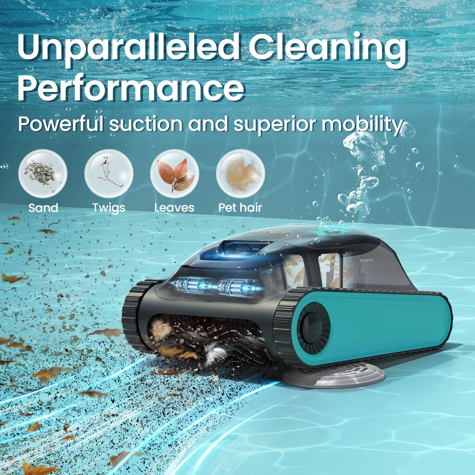 Renewed Aiper Cordless Pool Vacuum Robotic Pool Cleaner Wall Climbing, Scuba S1
