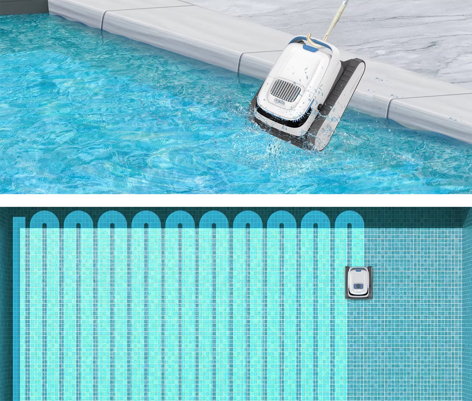 Cordless Robotic Pool Cleaner Wall Climbing Floor Waterline 120Min 4L Filter