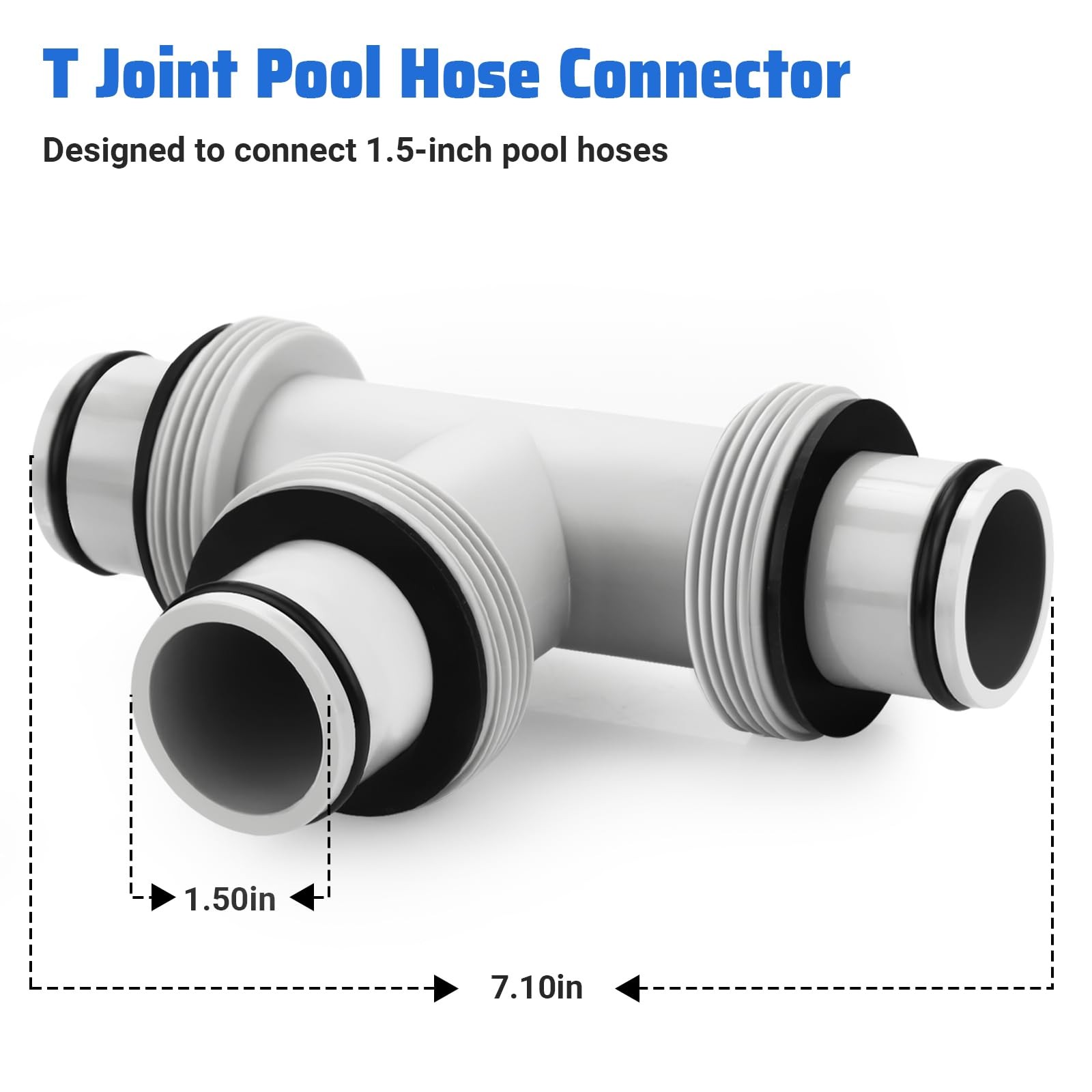 Filter Pump Hose Connector,1.5’to 1.5&prime; T Joint Pool 1.5 inches, Gray