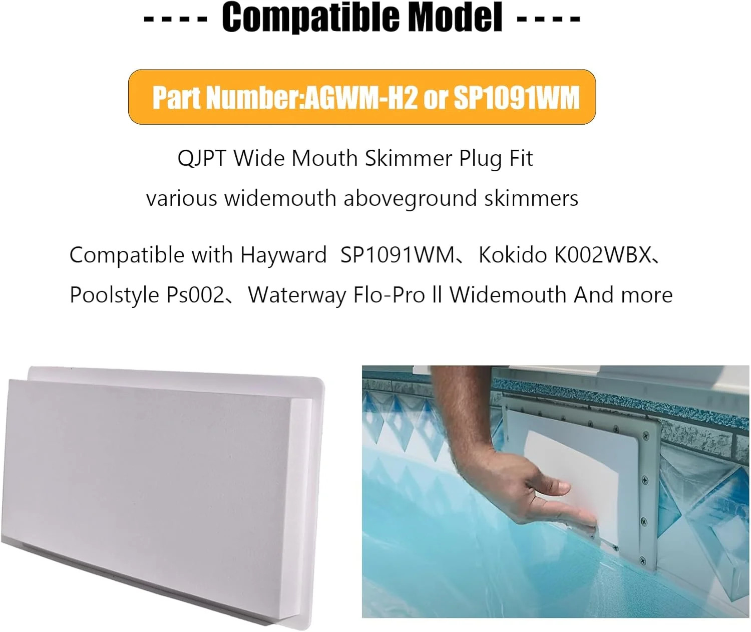 Wide Mouth Skimmer Plug,11-1/2&Prime; W 4-7/8&Prime; H,Above Ground Pool Winter Plug,Fits Ha